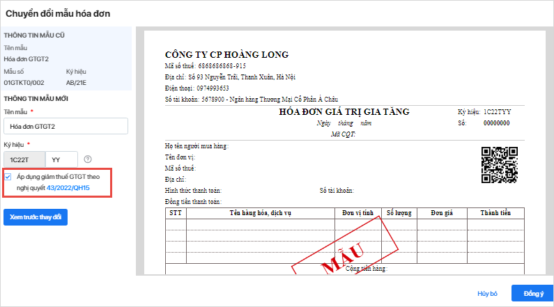 xuất hóa đơn giảm thuế GTGT trên phần mềm hóa đơn điện tử misa meinvoice (6)